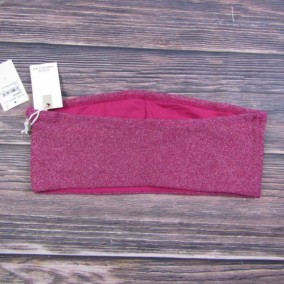 Good American NEW XL Pink Sparkle Better Bandeau Band Top Swim Beach Summer 4 - Picture 7 of 9